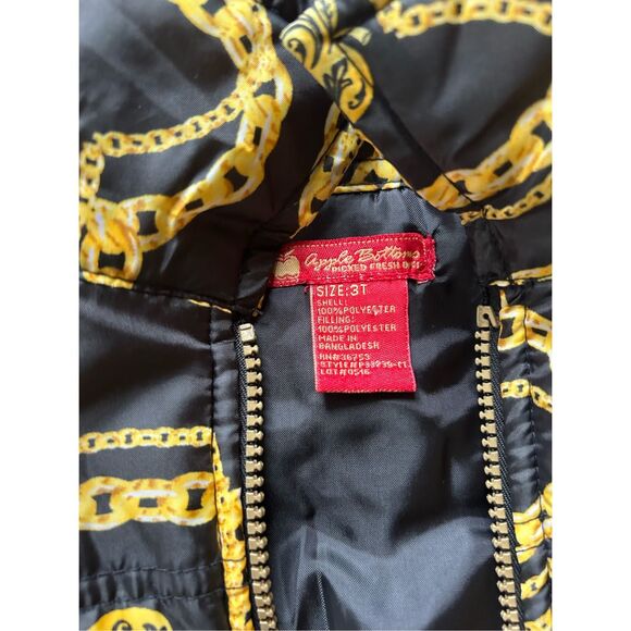 Vintage Apple Bottoms Quilted Vest & Bottoms Black Gold Girls' 3T Fall Winter - Picture 7 of 7